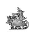 Load image into Gallery viewer, Snowman on Sled with Raccoon - Ornament