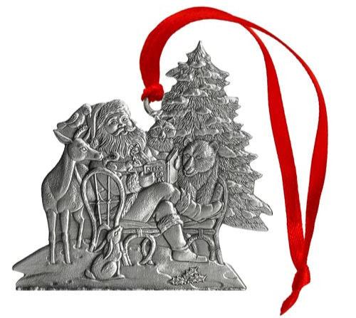 Santa with Woodland Animals - Mini Ornament