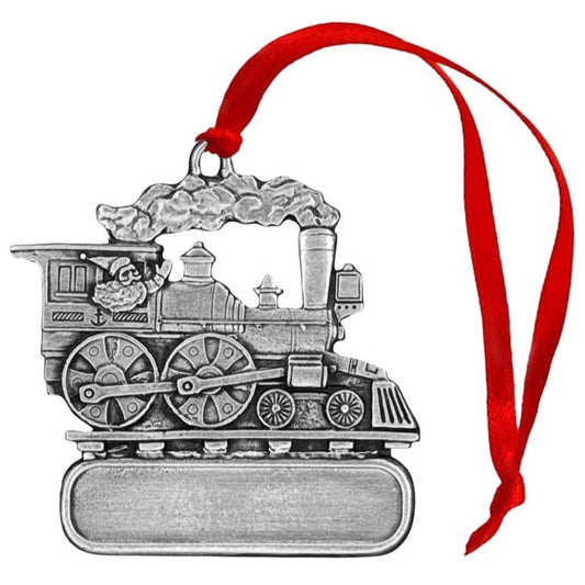 Santa in Steam Engine - Ornament - Engravable