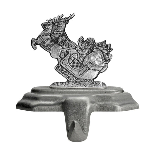 Reindeer Pulling Santa in Sleigh - Stocking or Basket Holder