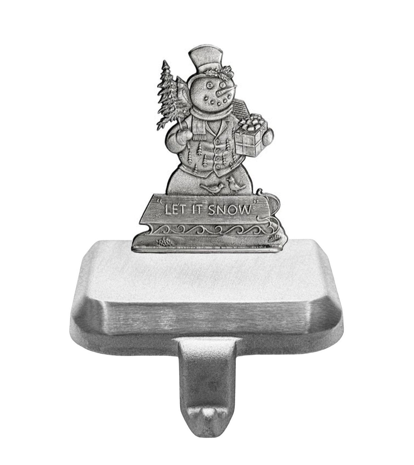 Snowman with Sled - Stocking or Basket Holder - Engravable