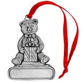 Load image into Gallery viewer, Teddy Bear with Present - Ornament - Engravable
