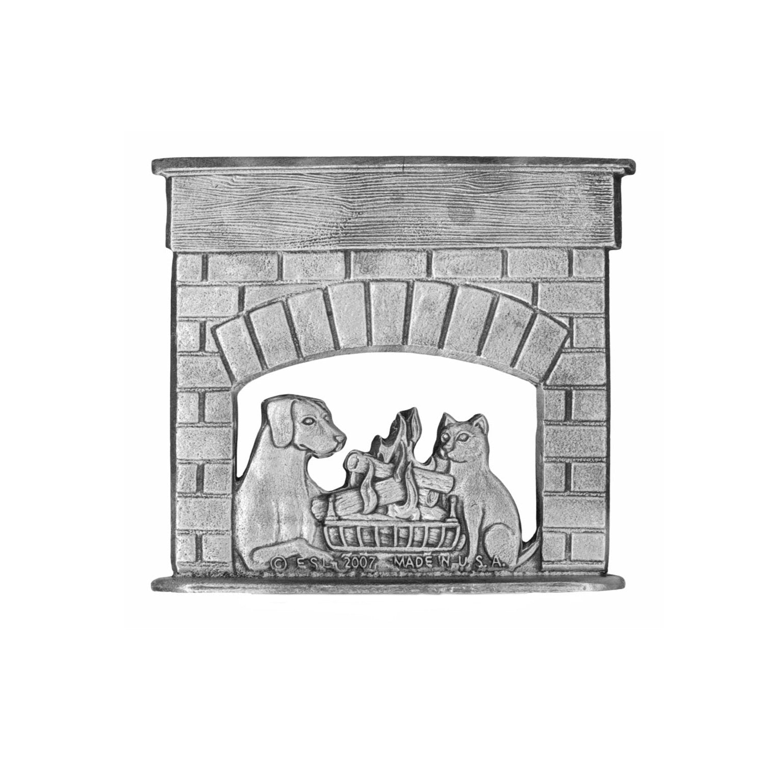 Cat & Dog by Fireplace - Stocking or Basket Holder