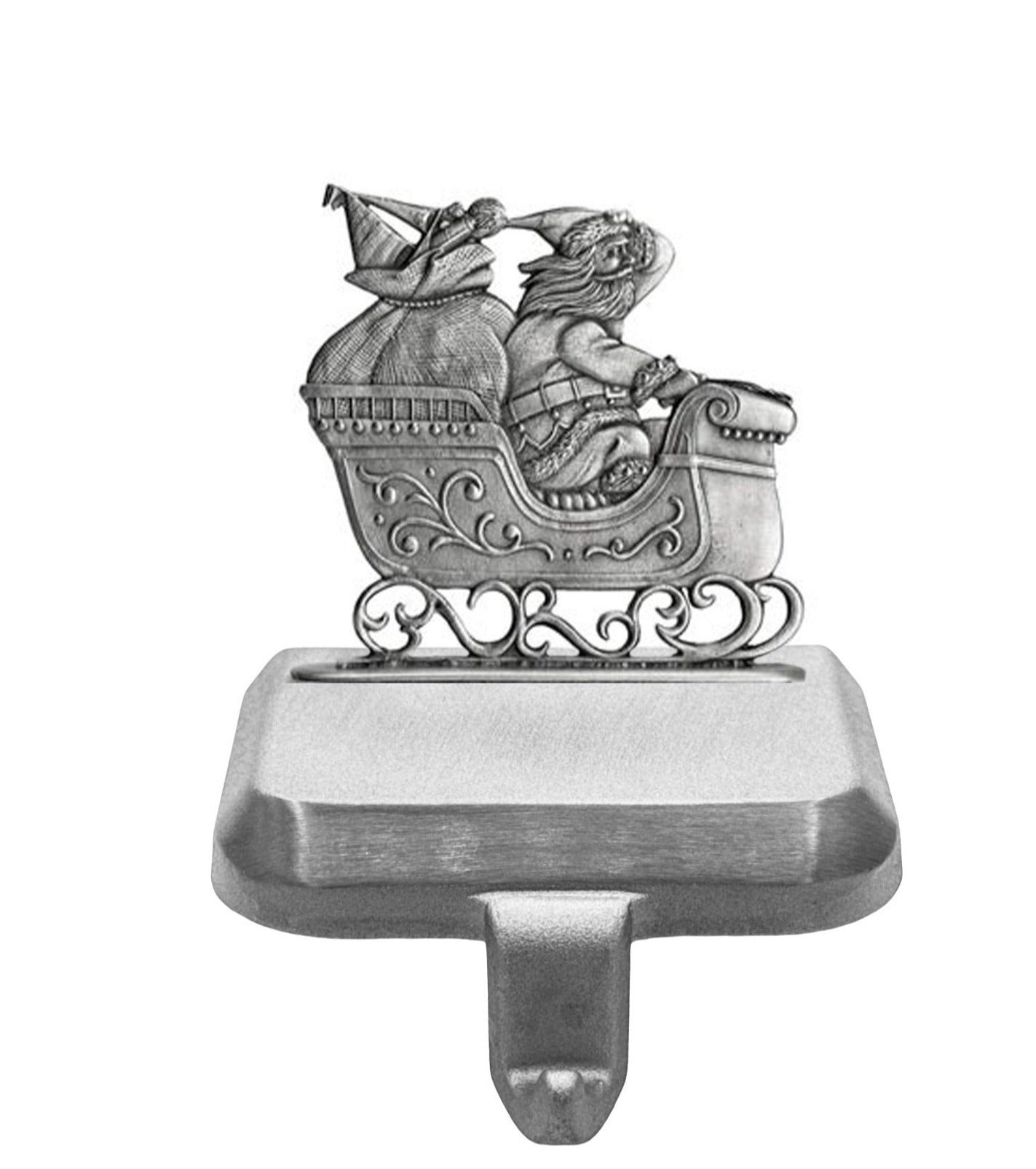 Santa with Sleigh - Stocking or Basket Holder - Engravable