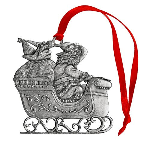 Santa with Sleigh - Mini Ornament