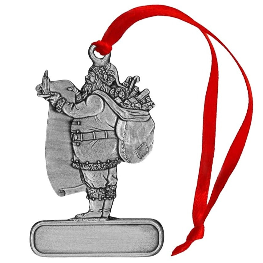 Santa with List - Ornament - Engravable