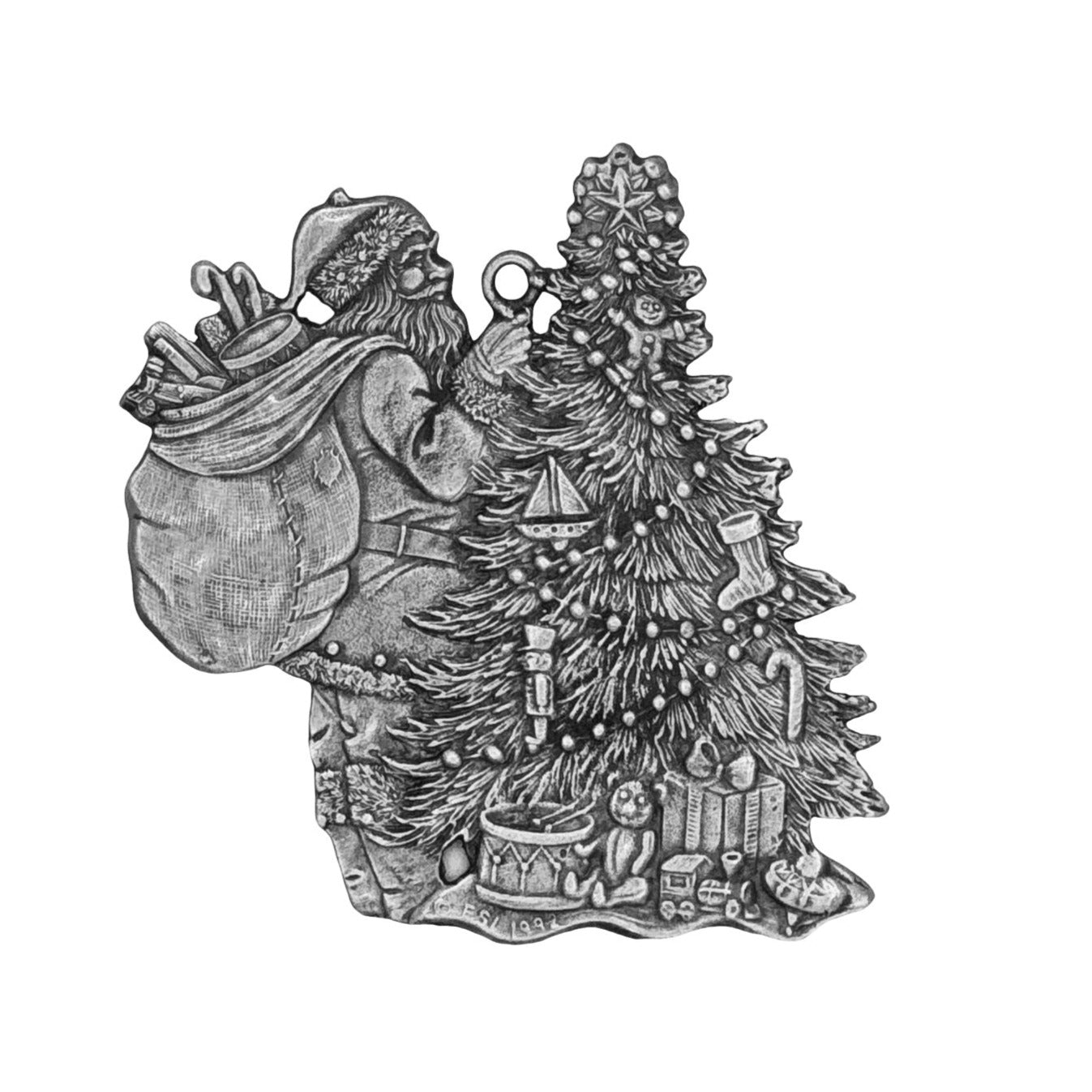 Santa with Tree - Mini Ornament