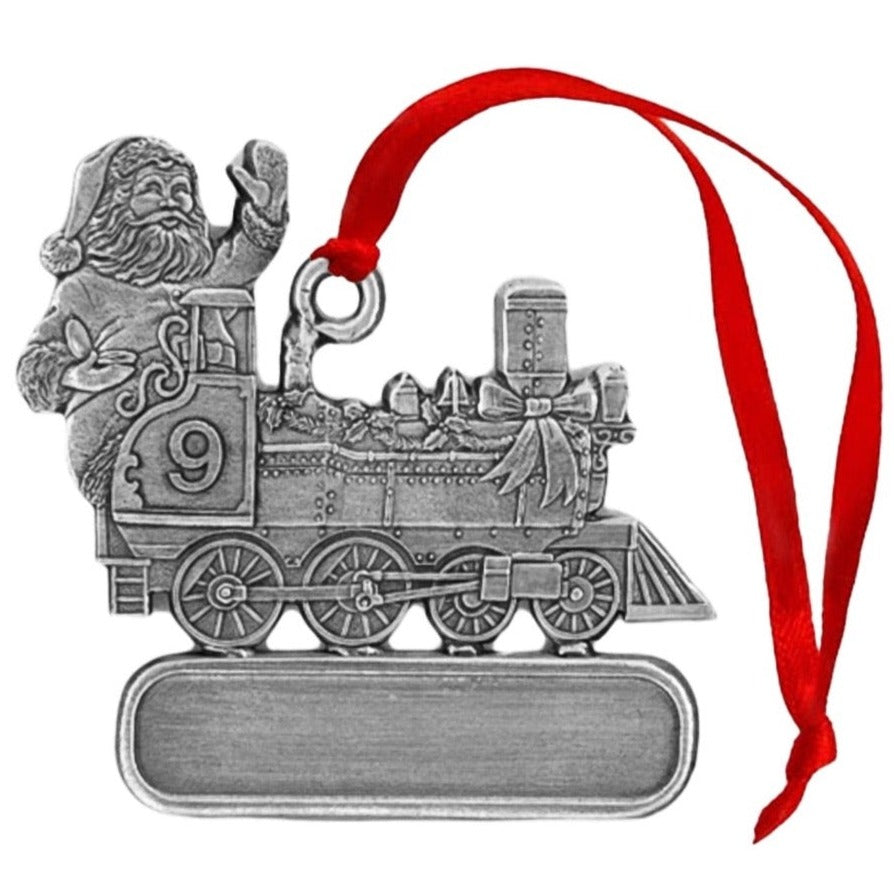 Santa in Train - Ornament - Engravable