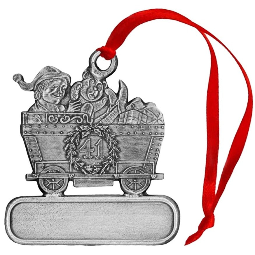 Elf in Coal Car - Ornament - Engravable