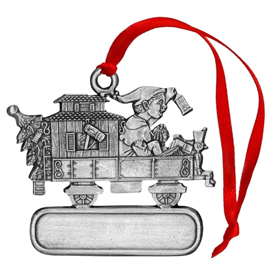 Elf in Train Caboose - Ornament - Engravable