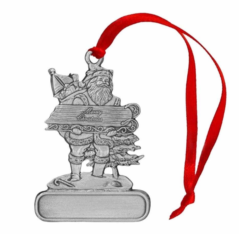 Santa Holding Sled - Ornament - Engravable