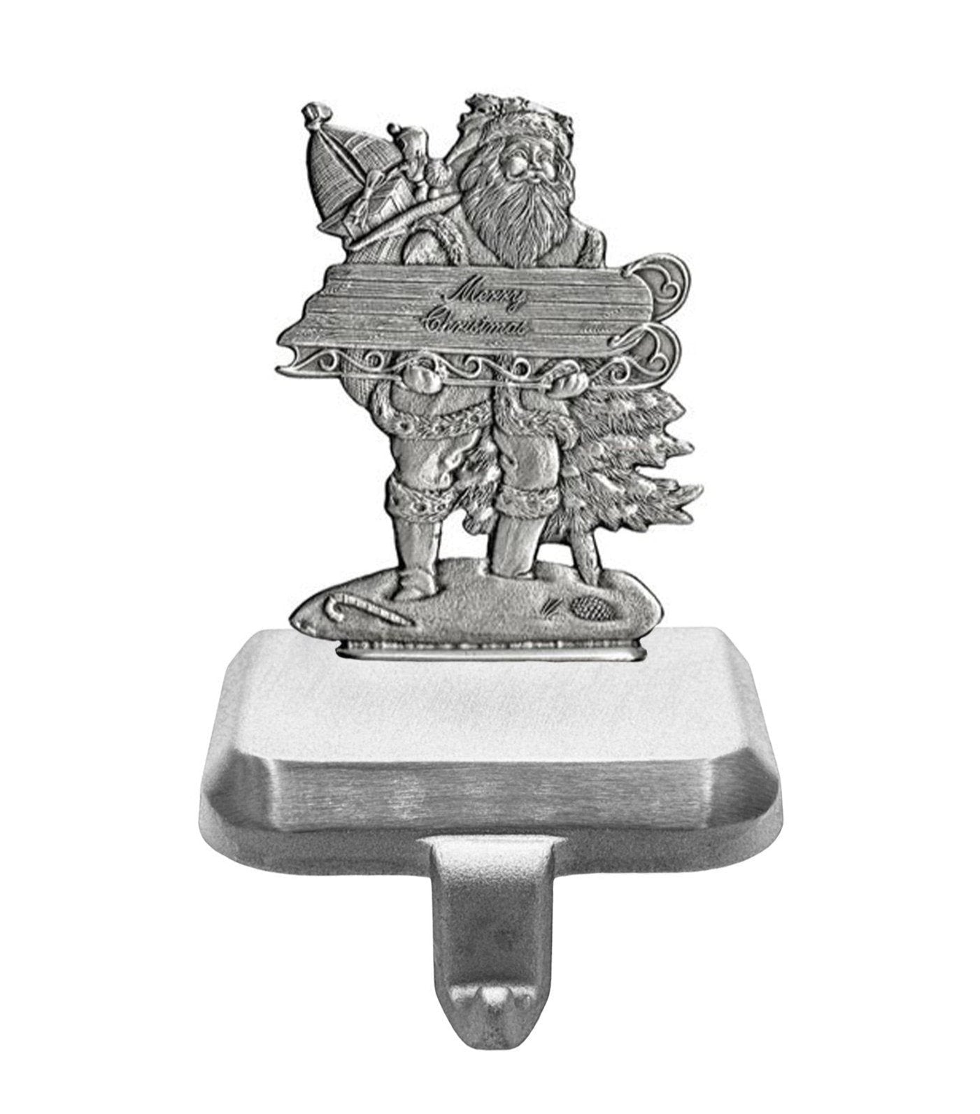 Santa Holding Sled - Stocking or Basket Holder - Engravable