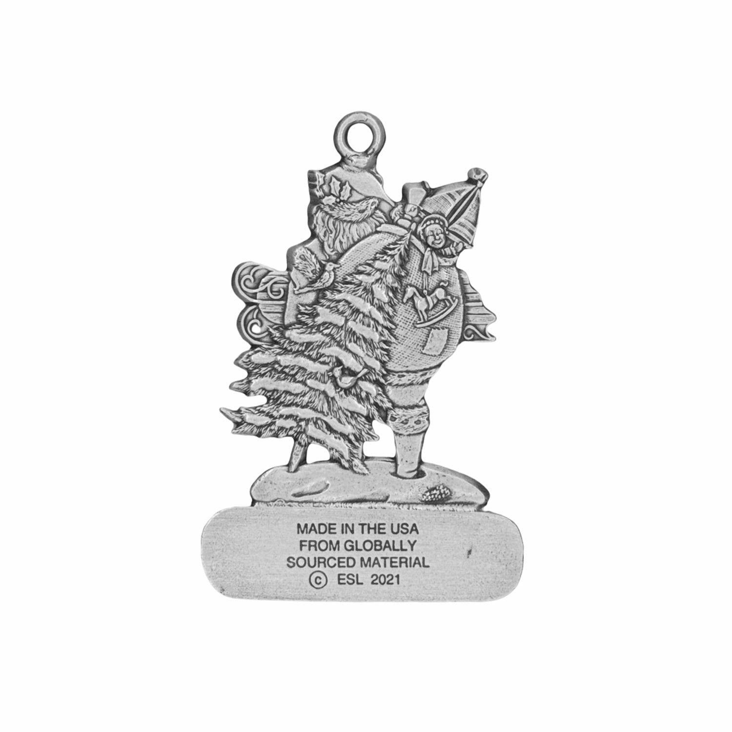 Santa Holding Sled - Ornament - Engravable