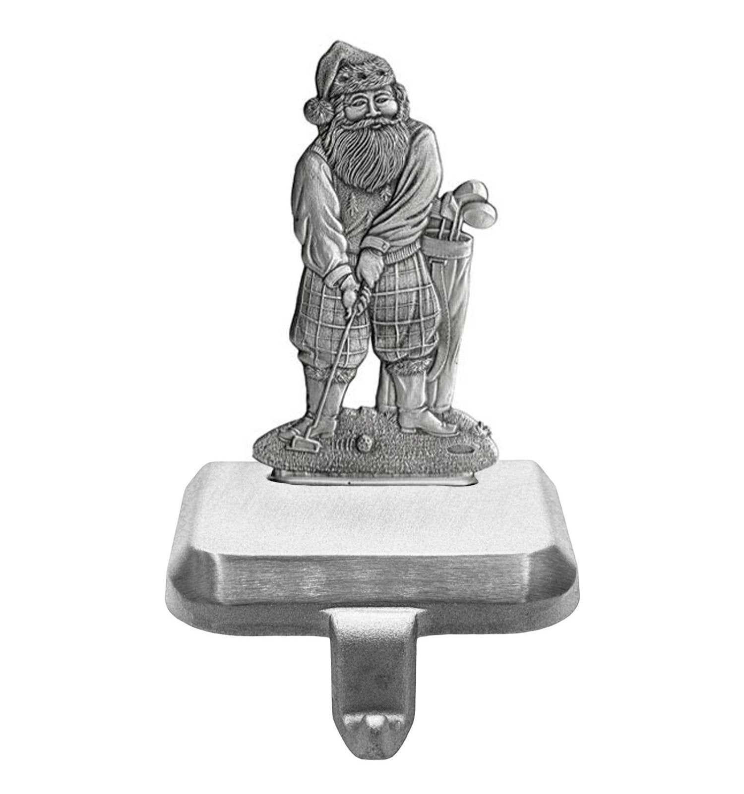 Santa Golfing - Stocking or Basket Holder - Engravable