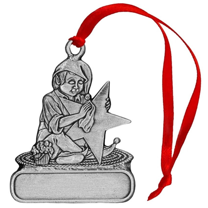 Elf polishing Star - Ornament - Engravable