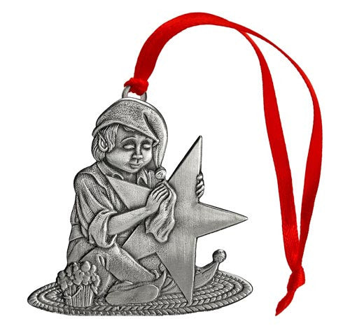 Elf polishing Star - Ornament