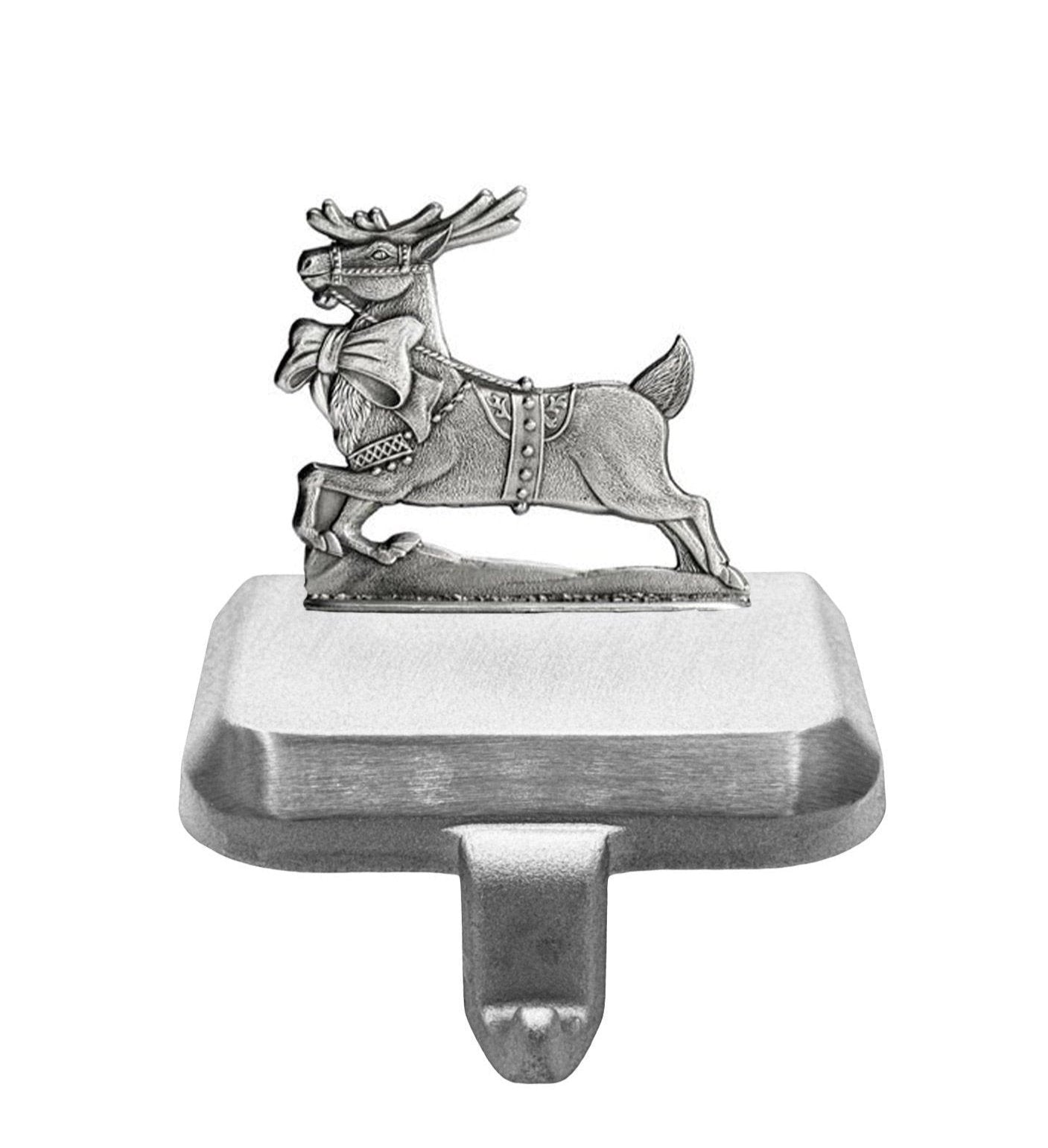 Reindeer with Bow - Stocking or Basket Holder - Engravable