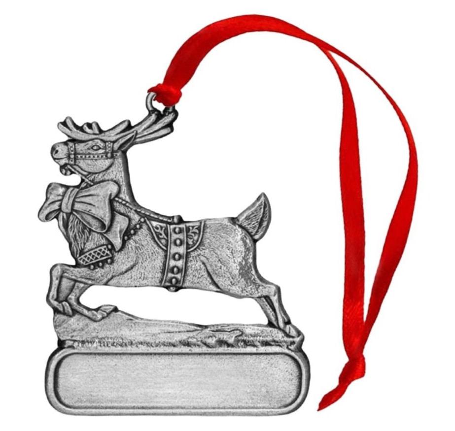 Reindeer with Bow - Ornament - Engravable