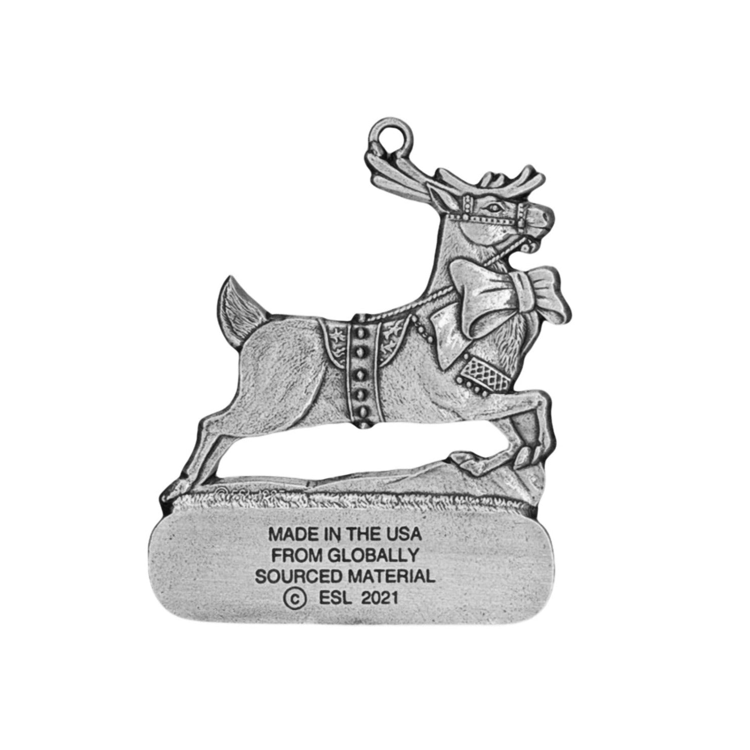 Reindeer with Bow - Ornament - Engravable