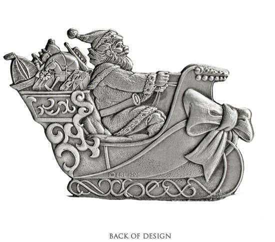 Santa in Sleigh with Bow - Mini Ornament