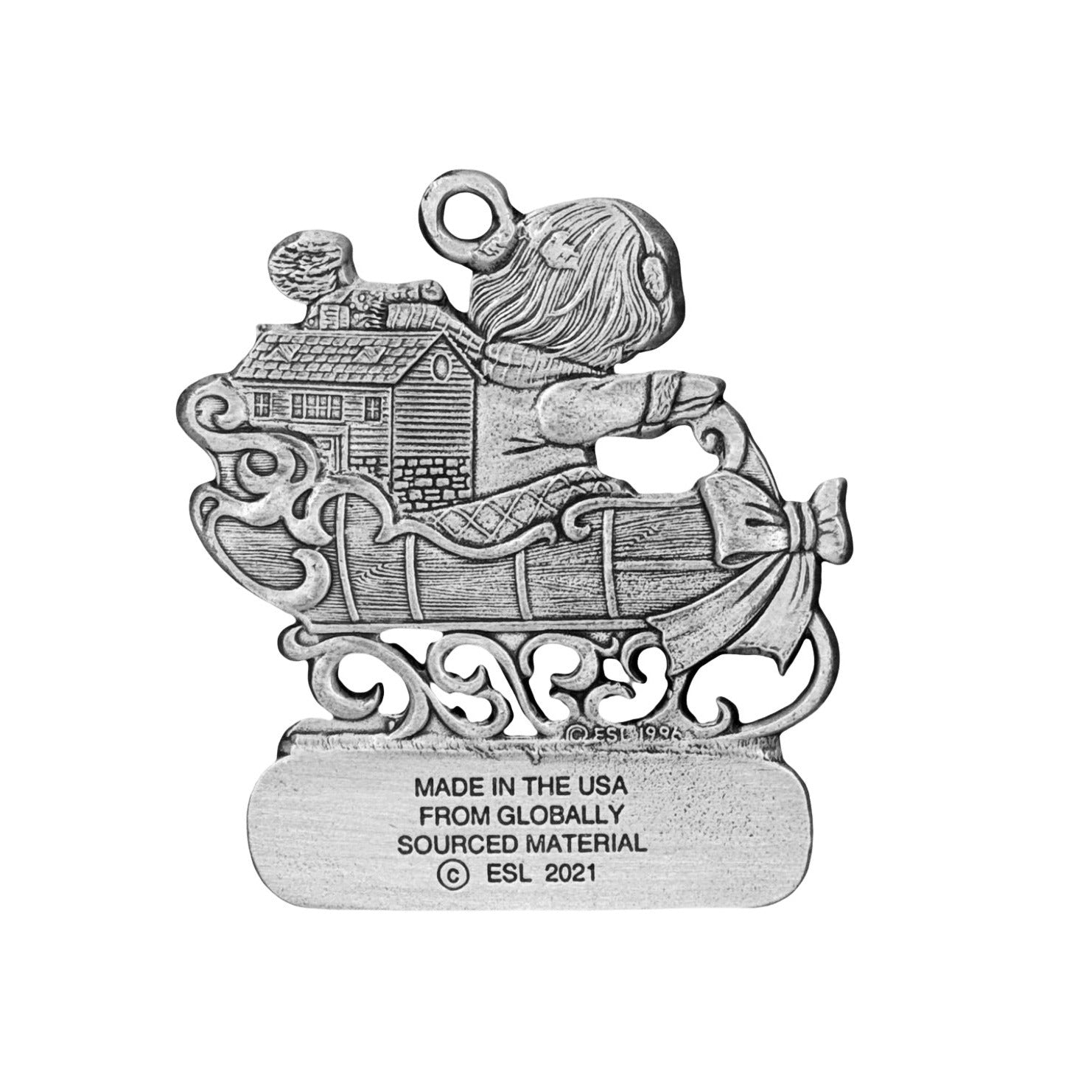 Girl on Sled - Ornament - Engravable