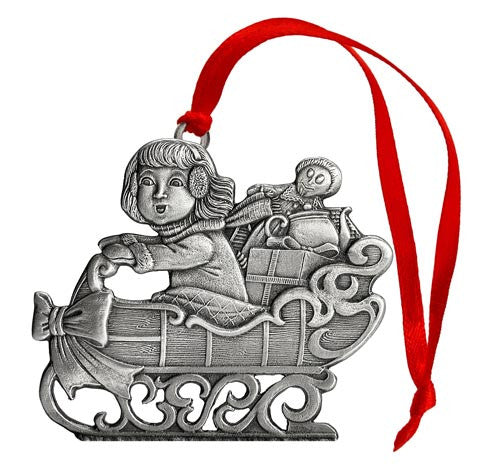 Girl on Sled - Mini Ornament