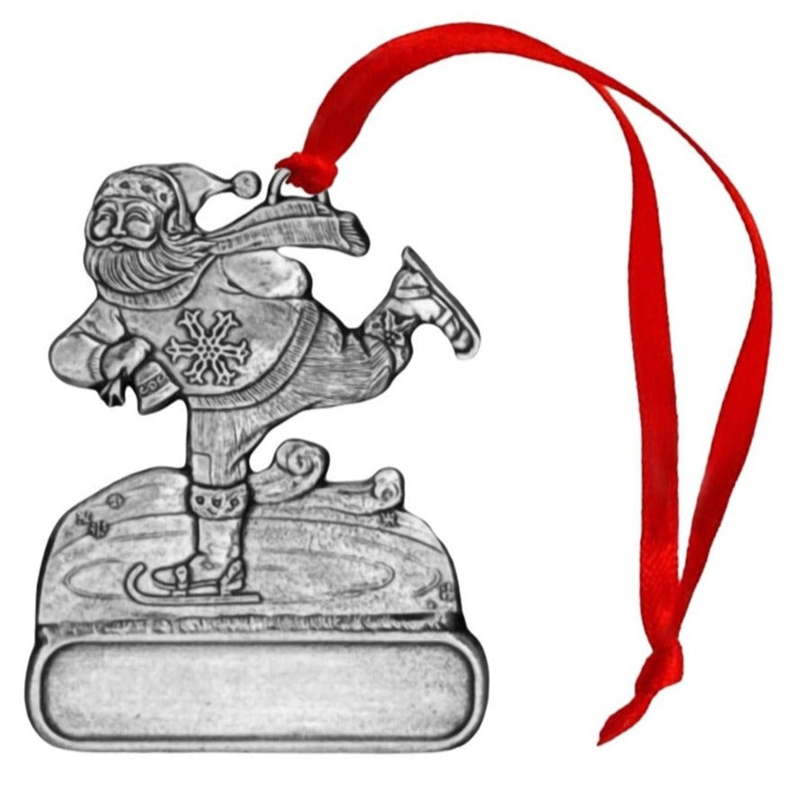 Santa Ice Skating - Ornament - Engravable