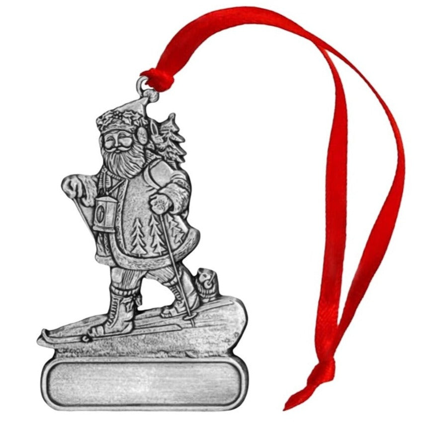 Santa Skiing - Ornament - Engravable