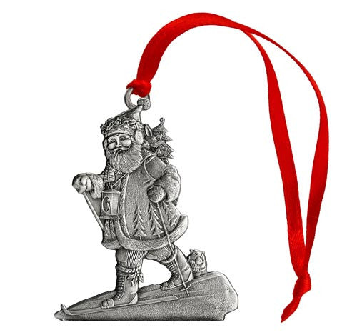 Santa Skiing - Mini Ornament