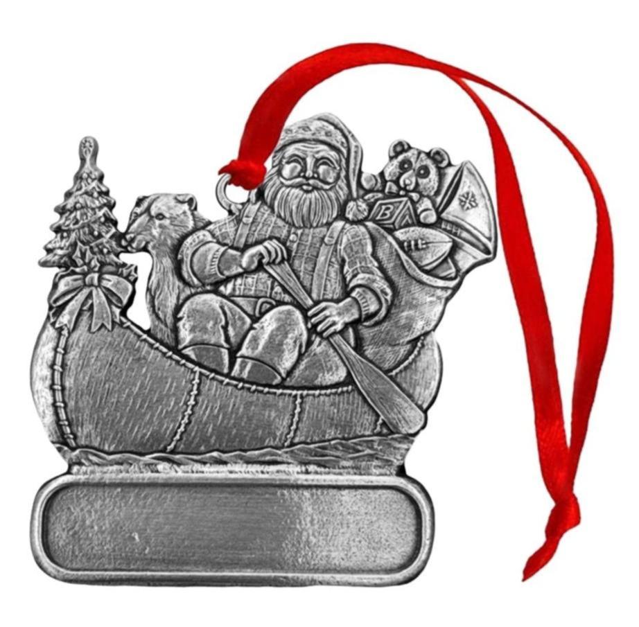 Santa Canoeing - Ornament - Engravable