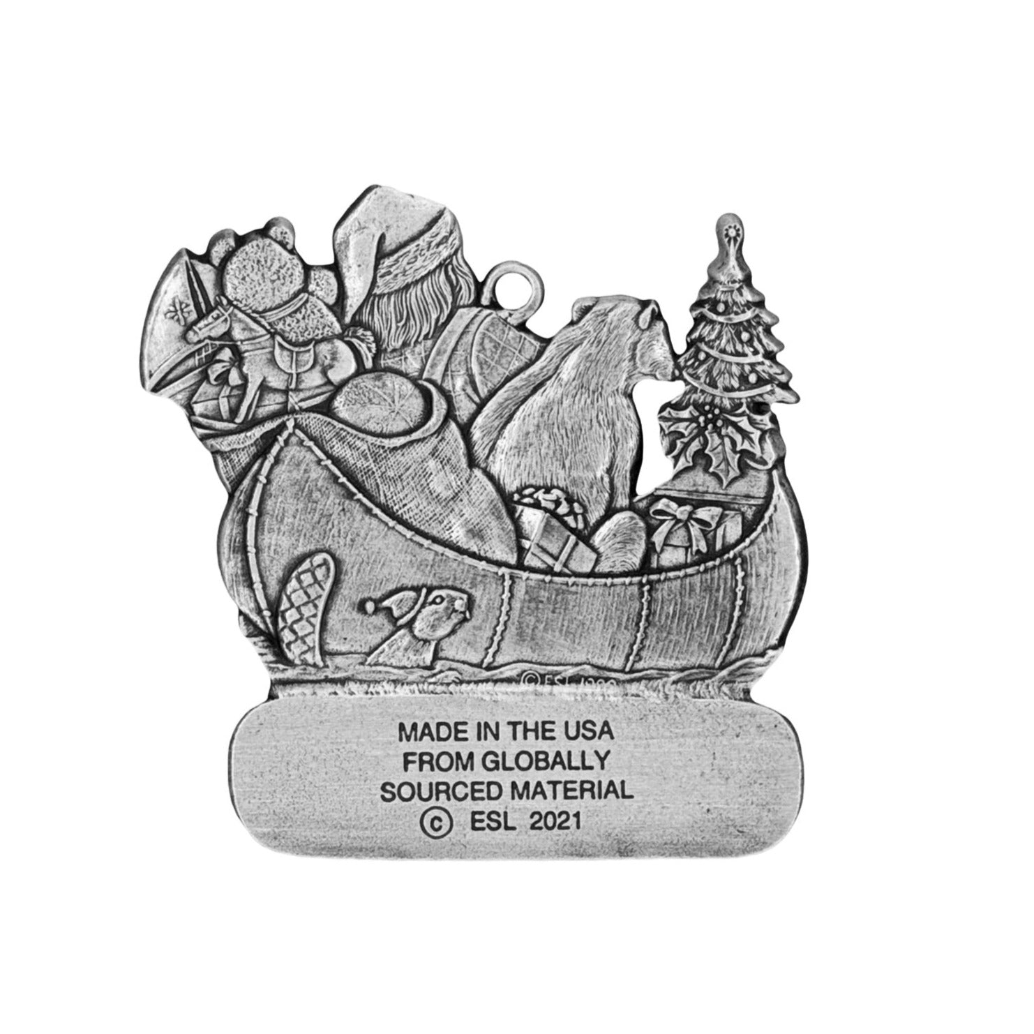 Santa Canoeing - Ornament - Engravable