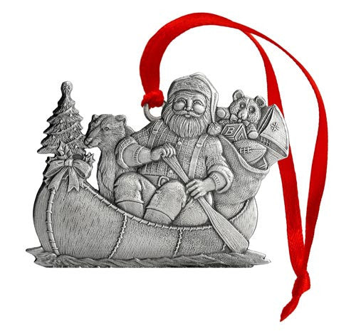 Santa Canoeing - Mini Ornament