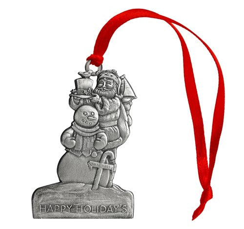 Santa with Snowman - Mini Ornament