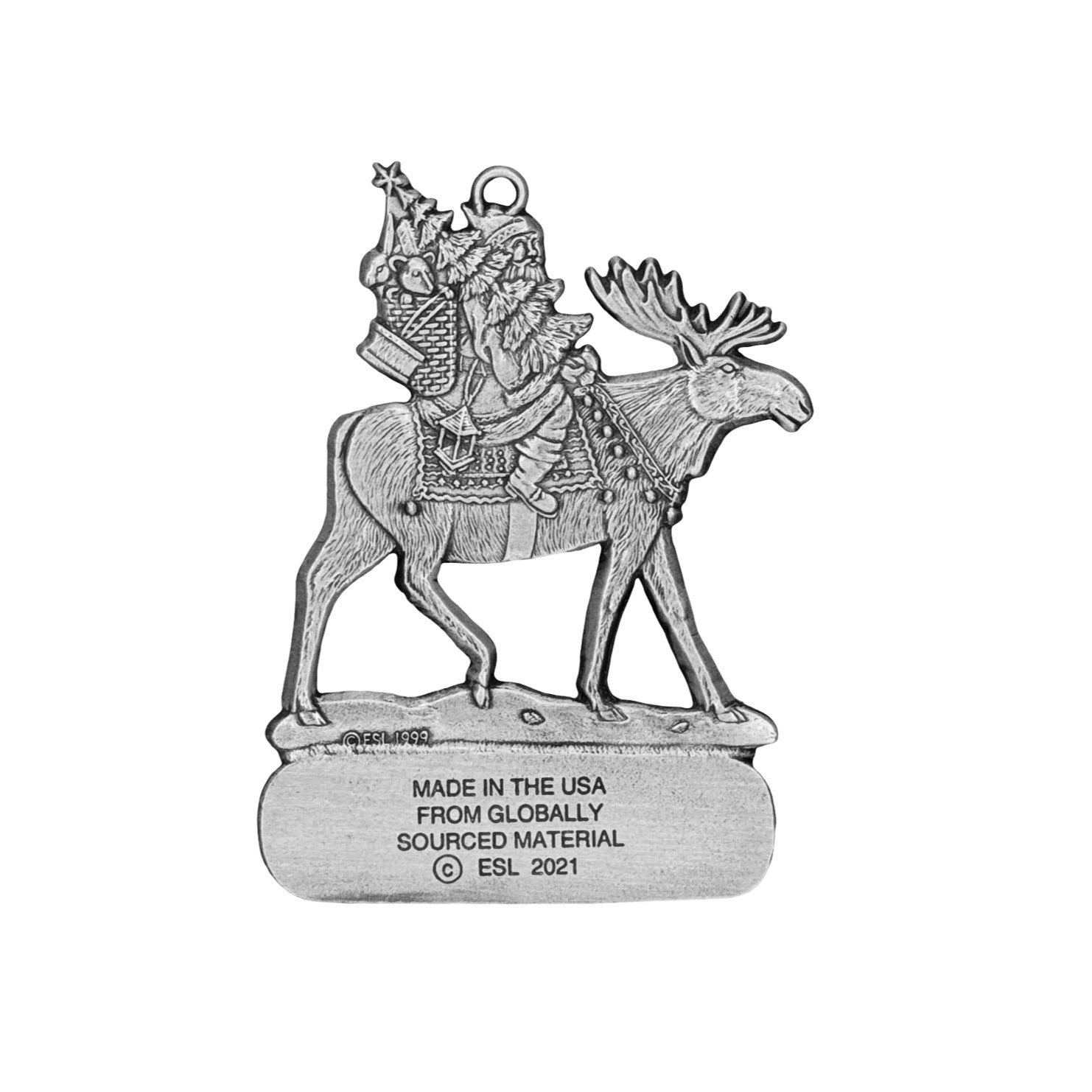 Santa on Moose - Ornament - Engravable