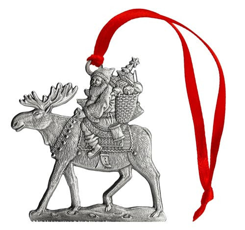 Santa on Moose - Ornament