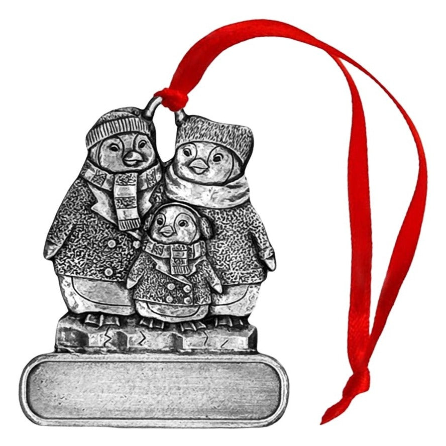 Penguin Family - Ornament - Engravable