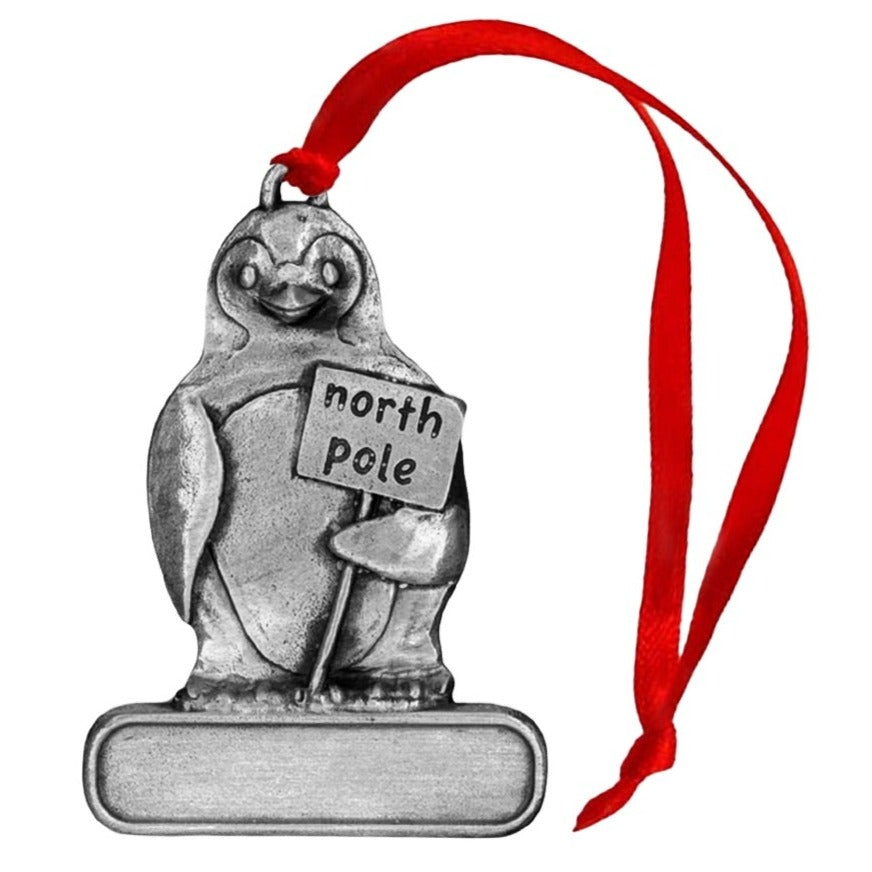 North Pole Penguin - Ornament - Engravable