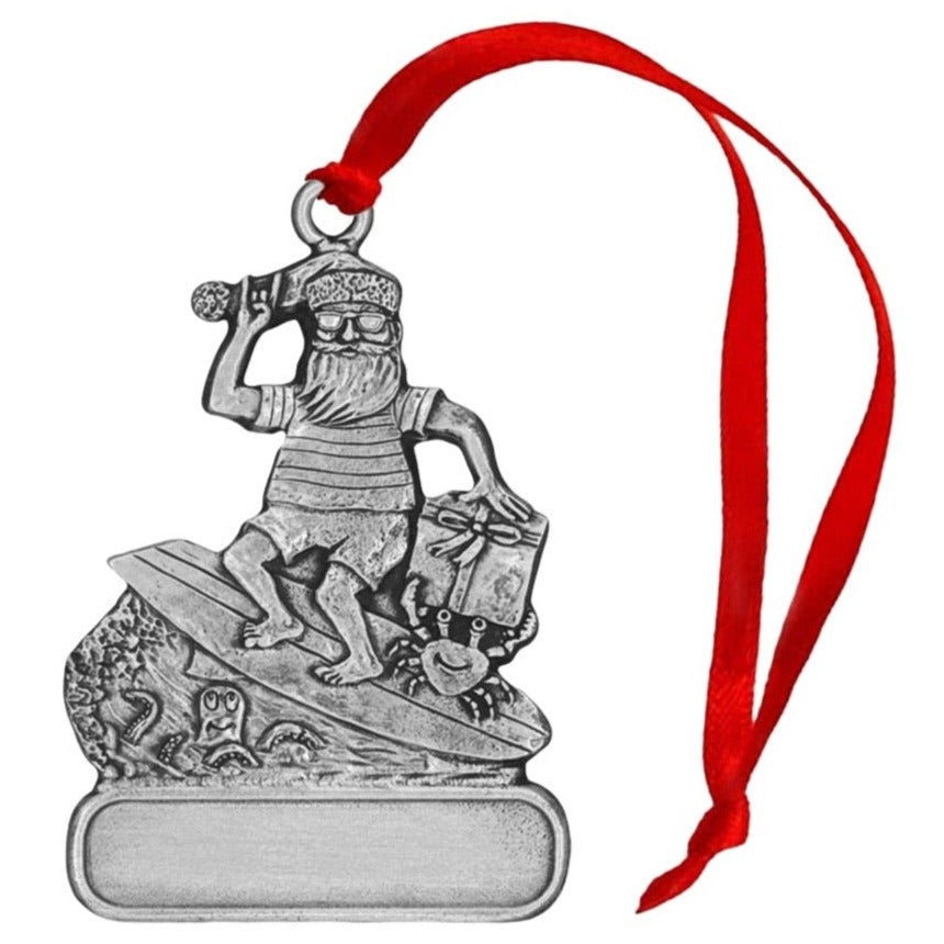 Santa Surfing - Ornament - Engravable