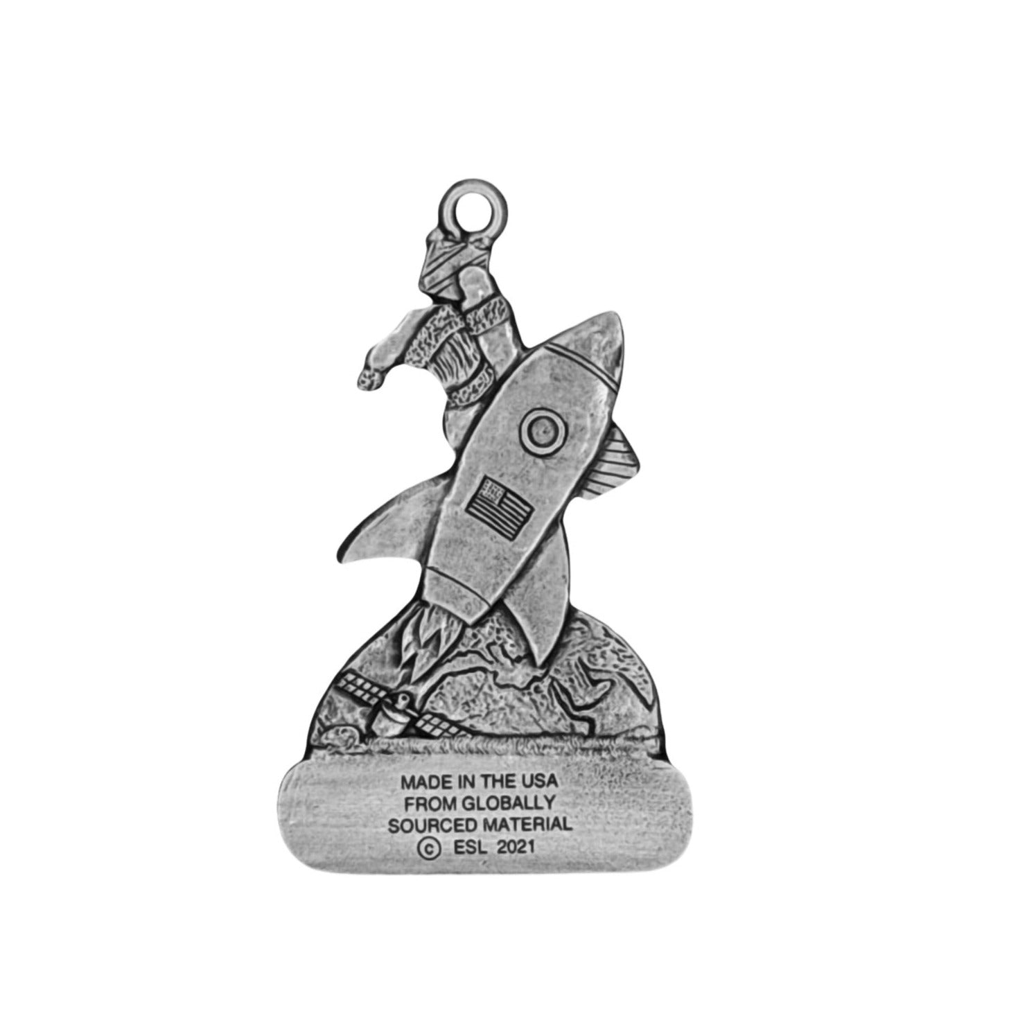 Santa in Rocket - Ornament - Engravable