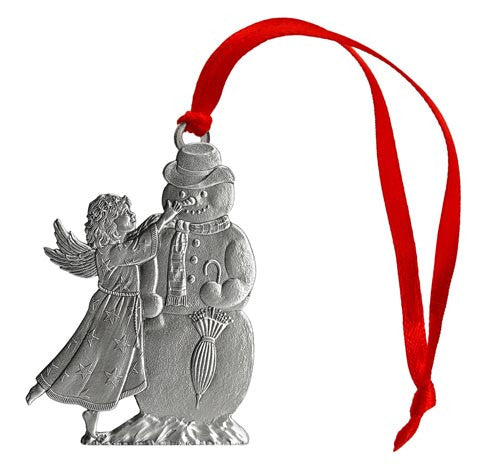 Angel with Snowman - Mini Ornament