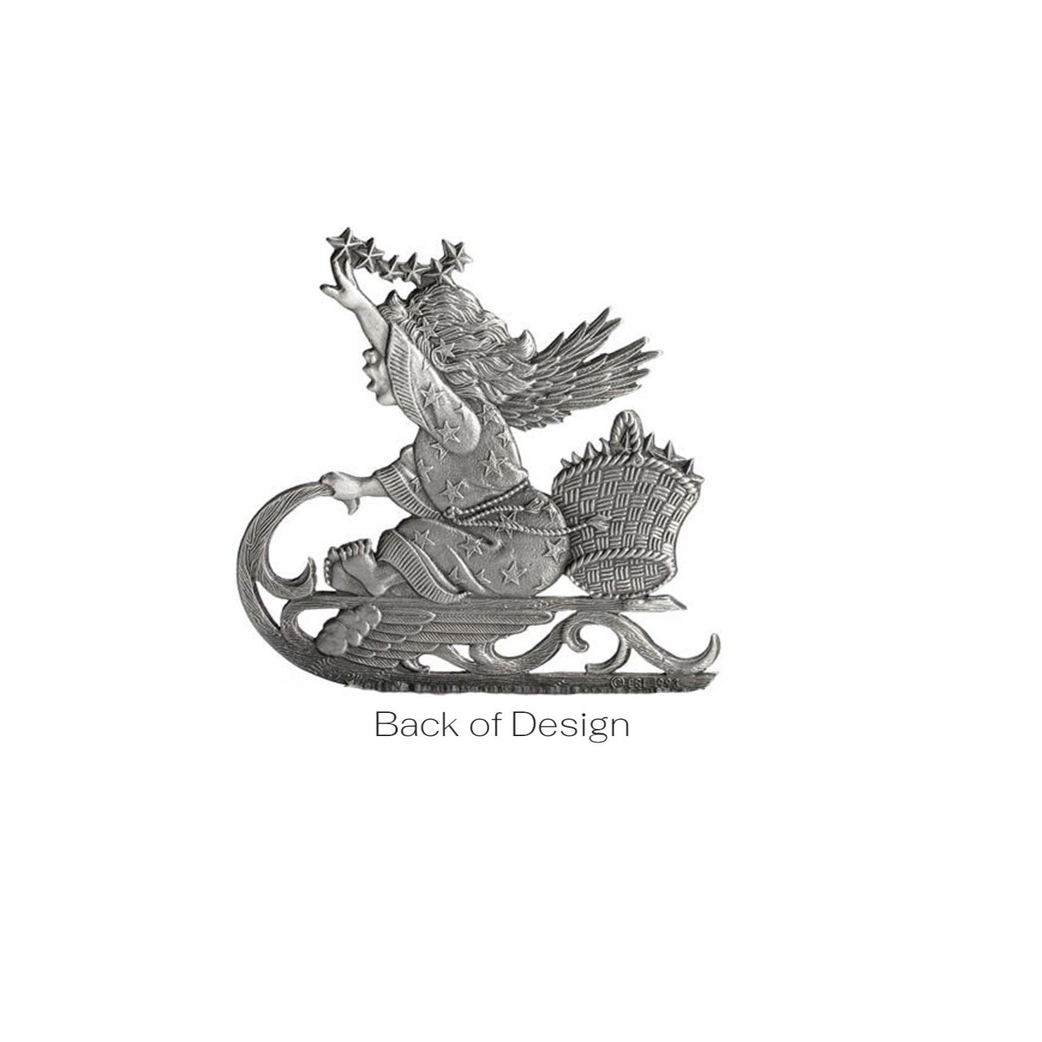 Angel with Stars on Sled - Stocking or Basket Holder - Engravable