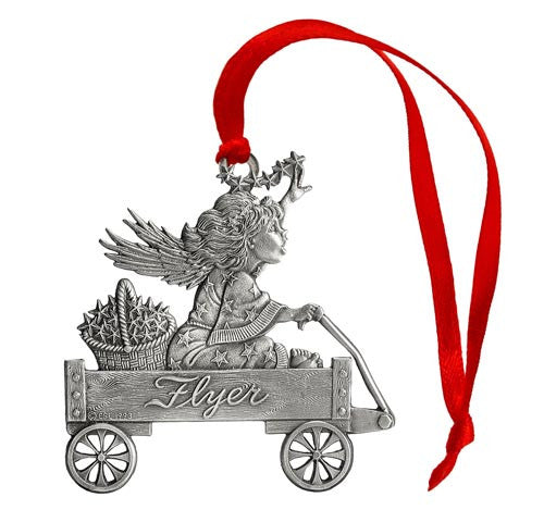 Angel with Stars on Wagon - Mini Ornament