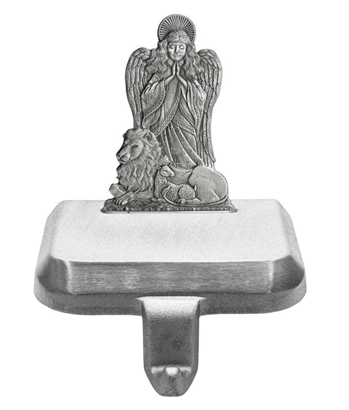 Angel with Lion & Lamb - Stocking or Basket Holder - Engravable