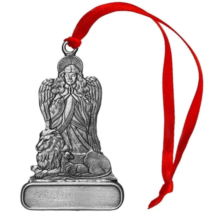 Angel with Lion & Lamb - Ornament - Engravable