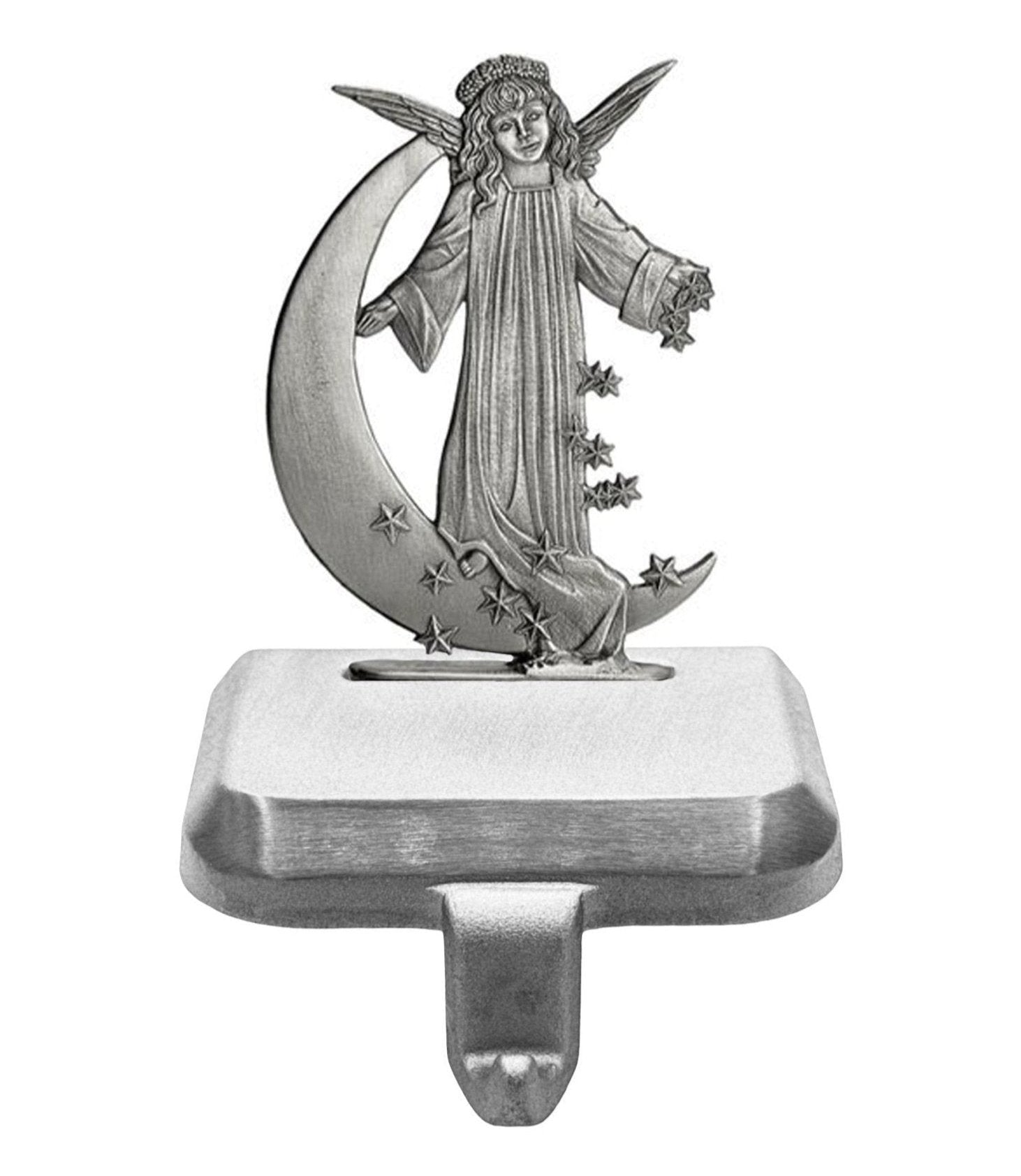 Angel on Moon with Stars - Stocking or Basket Holder - Engravable