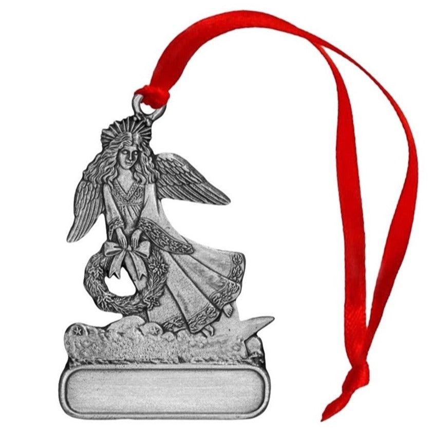 Angel Holding Wreath - Ornament - Engravable