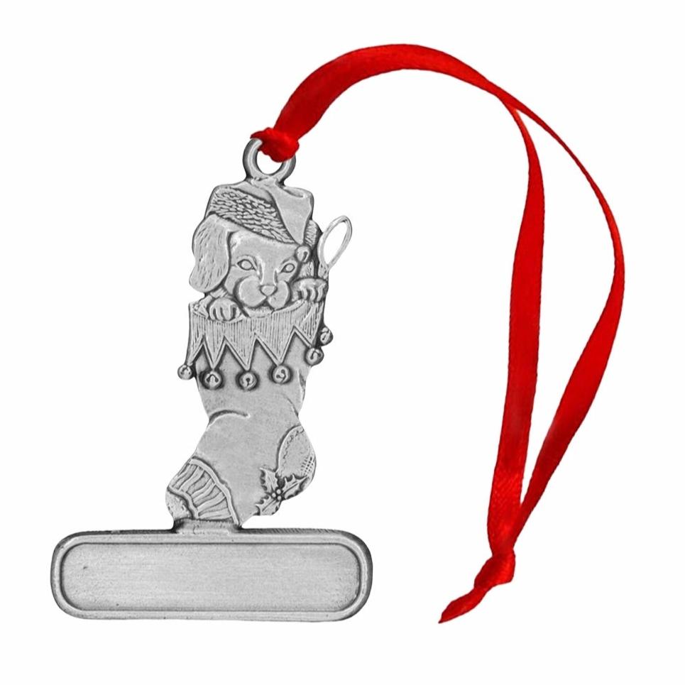 Stocking with Puppy - Ornament - Engravable