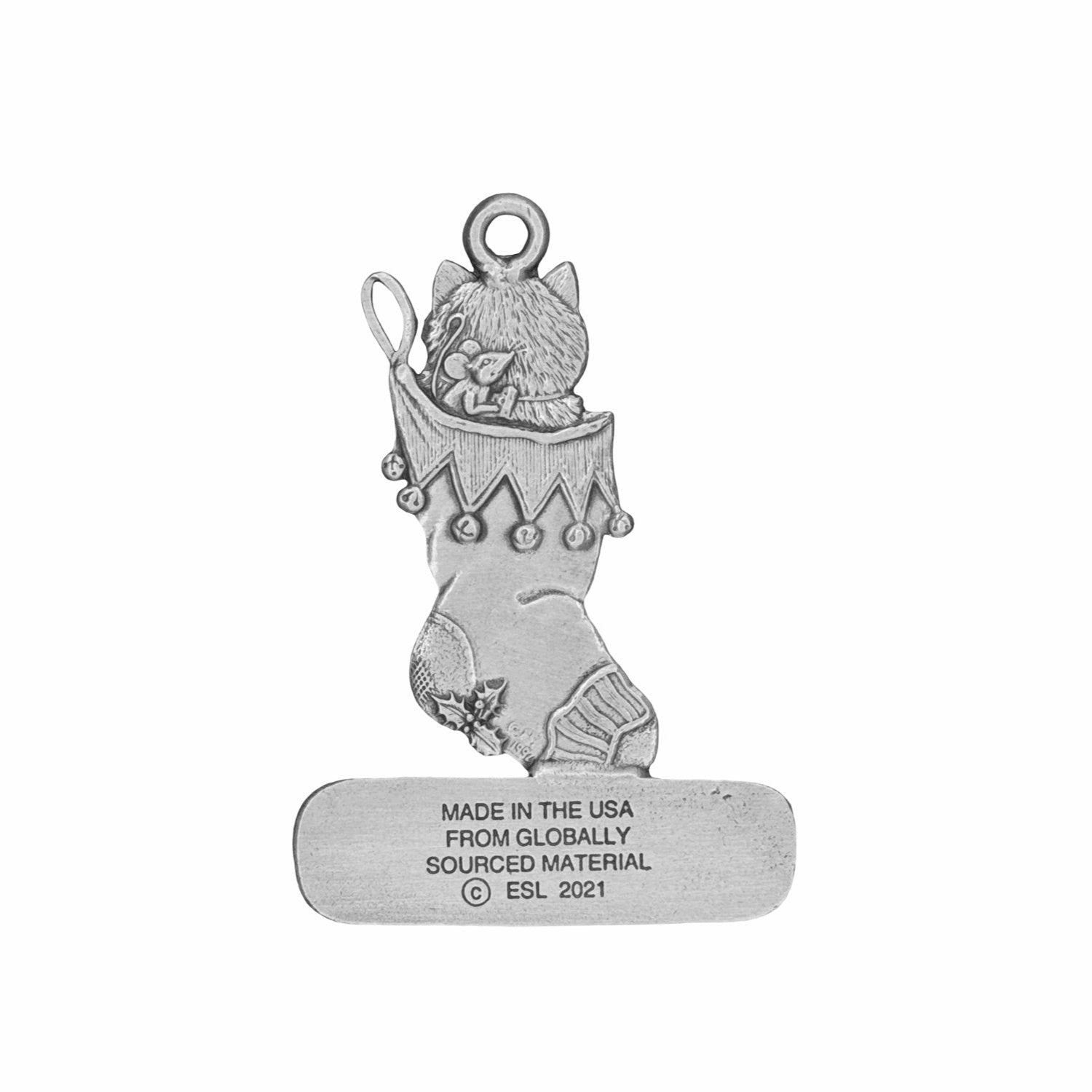 Stocking with Kitten - Ornament - Engravable