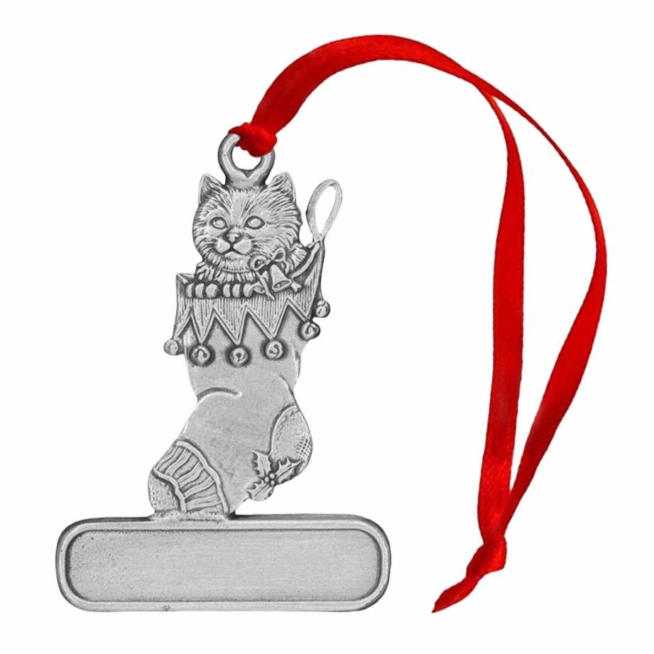 Stocking with Kitten - Ornament - Engravable