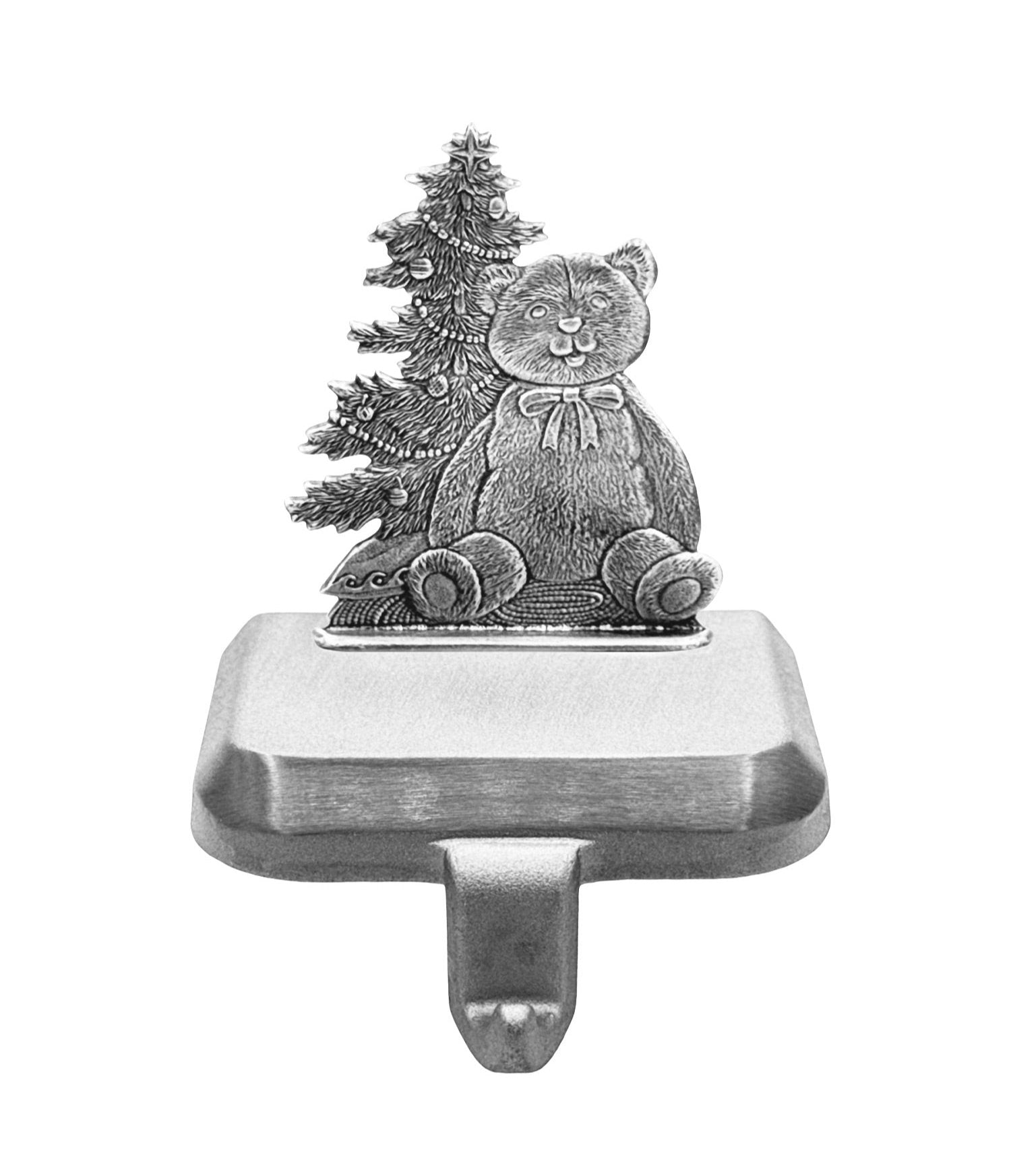 Teddy Bear with Tree- Stocking or Basket Holder - Engravable